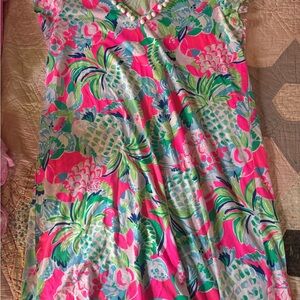 Lilly Pulitzer Pink and Green Tropical Dress A0003